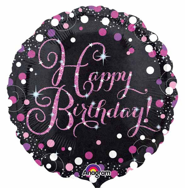 Anagram 18" Pink Sparkling Happy Birthday Holographic Foil Balloon Party Decor