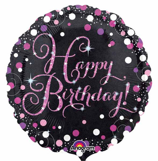 Anagram 18" Pink Sparkling Happy Birthday Holographic Foil Balloon Party Decor