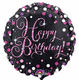 Anagram 18" Pink Sparkling Happy Birthday Holographic Foil Balloon Party Decor