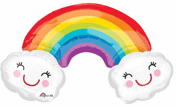 Smiling Clouds & Rainbow Foil Balloon