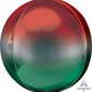Ombre Red & Green Orbz 16" Foil Balloon 4 Sided