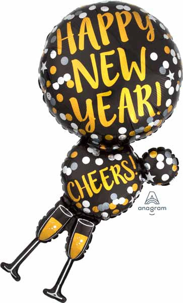 Happy New Year Champagne Glasses Jumbo Balloon