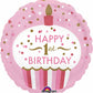 Happy 1st Birthday Pink Cupcake Round Balloon