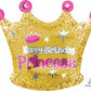 Gold Crown Shaped Princess Balloon