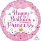 Happy Birthday Princess Pink Crown & Dots Foil Balloon
