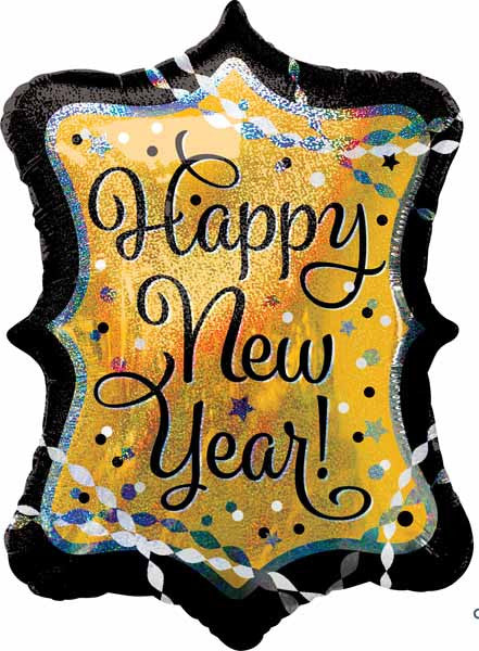Happy New Year Holographic Shaped Foil Balloon