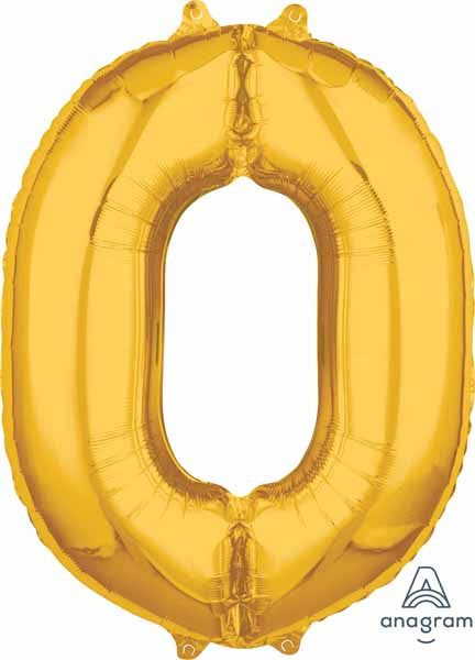 Number 0 Balloon in Gold
