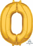 Number 0 Balloon in Gold