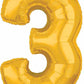 Number 3 Balloon in Gold