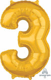 Number 3 Balloon in Gold