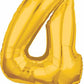 Number 4 Balloon in Gold