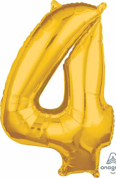 Number 4 Balloon in Gold