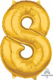 Number 8 Balloon in Gold