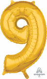 Number 9 Balloon in Gold