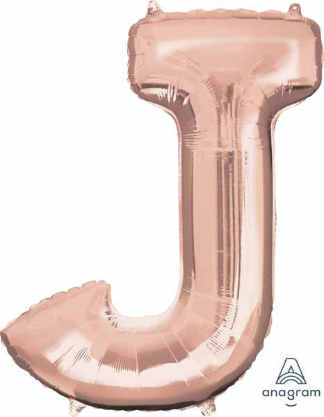 Rose Gold Letter J Air Filled Foil Balloon