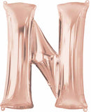 Rose Gold Letter N Air Filled Foil Balloon