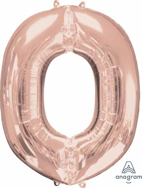 16" Air-Filled Letter O Shape Foil Balloon Rose Gold
