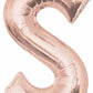 Rose Gold Letter S Air Filled Foil Balloon