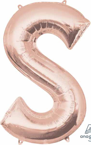 Rose Gold Letter S Air Filled Foil Balloon