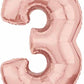 Number 3 Balloon in Rose Gold