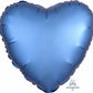 18" Heart Shape Satin Luxe Azure Blue Foil Balloon