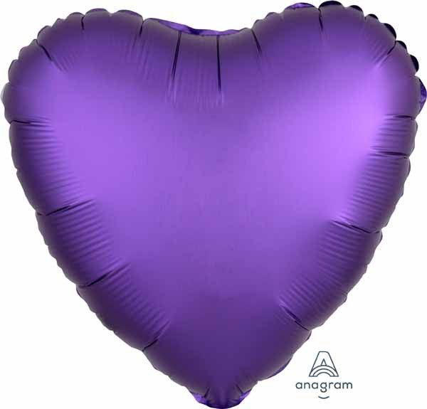18" Heart Shape Satin Luxe Royale Purple Foil Balloon