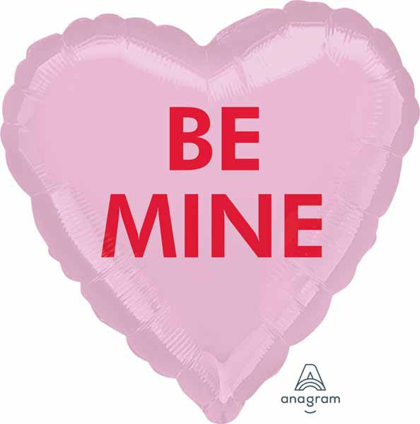 Anagram 18" Be Mine Candy Heart Shaped Pink Foil Balloon