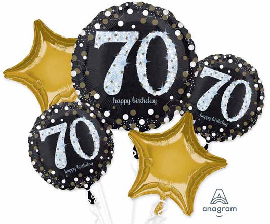Anagram Sparkling 70 Happy Birthday Party 5 Foil Balloons Bouquet Arrangement