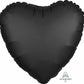 18" Heart Shape Satin Luxe Black Foil Balloon