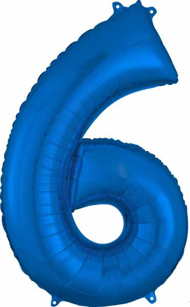 16" Air-Filled No. 6 Shape Foil Balloon Decoration Blue