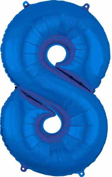 16" Air-Filled No. 8 Shape Foil Balloon Decoration Blue