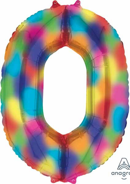 Big 0 Rainbow Foil Balloon