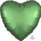 18" heart shape emerald green satin luxe shimmering matte
