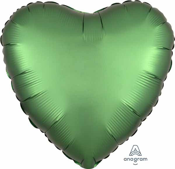 18" heart shape emerald green satin luxe shimmering matte
