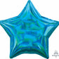 19" Star Shaped Solid Color Foil Balloon Iridescent Cyan