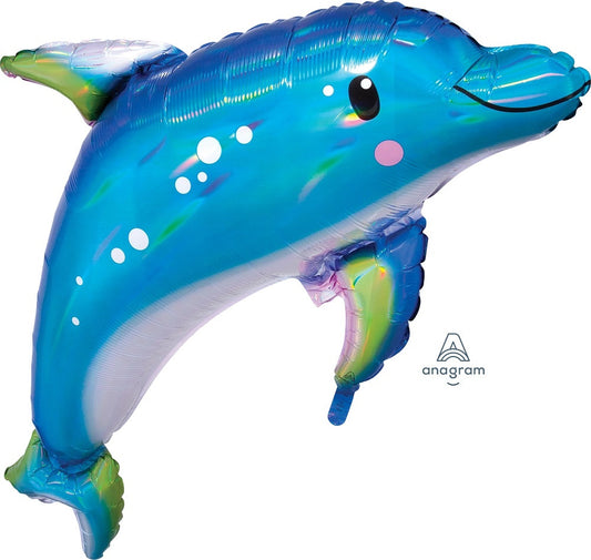Holographic Blue Dolphin Jumbo Foil Balloon