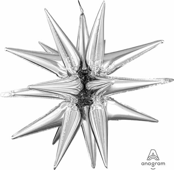 35" Silver Magic Star Foil Balloon Air-Fill