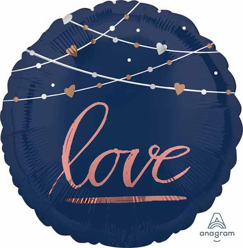 Anagram 18" Navy Blue Love Wedding Round Foil Balloon
