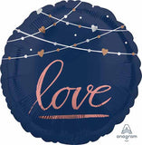 Anagram 18" Navy Blue Love Wedding Round Foil Balloon