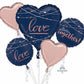 Anagram Navy Blue Love Wedding Foil Balloon Bouquet- 5 PCS