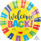 Welcome Back Round Foil Balloon Bright Stripes