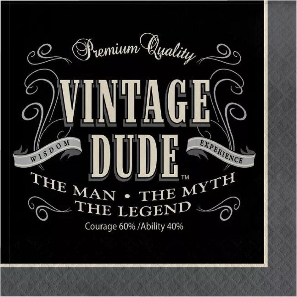 Vintage Dude 3-Ply Lunch Napkins Paper The Man Myth Legend Tableware 16/CT