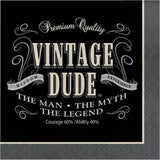 Vintage Dude 3-Ply Lunch Napkins Paper The Man Myth Legend Tableware 16/CT