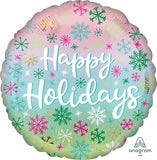 Happy Holidays Snowflakes Round Foil Balloon 18"