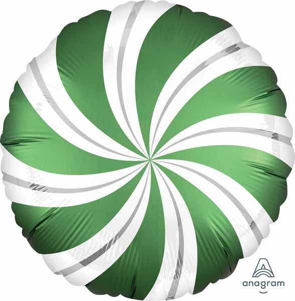 18" Candy Swirls Foil Balloon Green