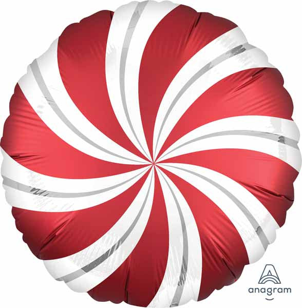 18" Candy Swirls Foil Balloon Red