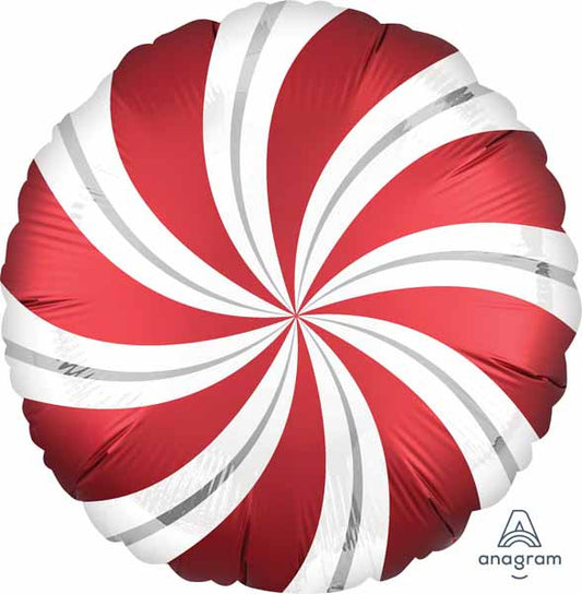 18" Candy Swirls Foil Balloon Red