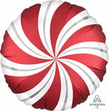 18" Candy Swirls Foil Balloon Red