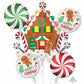 Anagram Gingerbread House Christmas Holiday 5 Foil Balloons Bouquet Party Decor