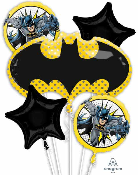 Anagram DC Batman 5 Foil Balloons Bouquet Birthday Party Decor